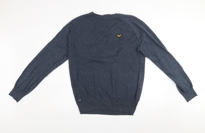 Threadbare Men's Blue Cotton Crew Neck Jumper Size M