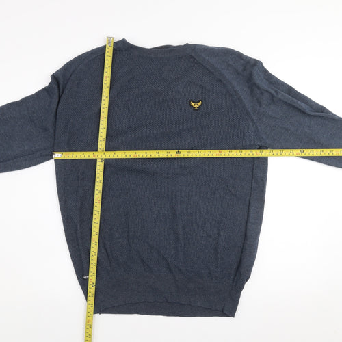 Threadbare Men's Blue Cotton Crew Neck Jumper Size M
