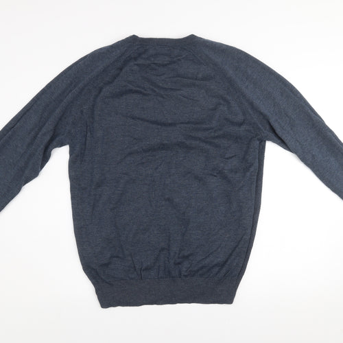 Threadbare Men's Blue Cotton Crew Neck Jumper Size M