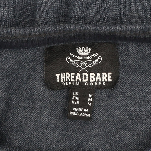 Threadbare Men's Blue Cotton Crew Neck Jumper Size M