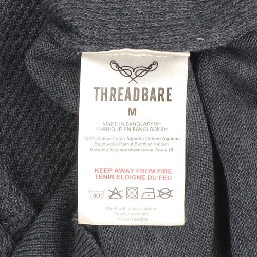 Threadbare Men's Blue Cotton Crew Neck Jumper Size M