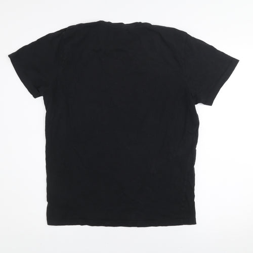 Jack & Jones Mens Black Regular Fit Cotton Crew Neck T-Shirt M