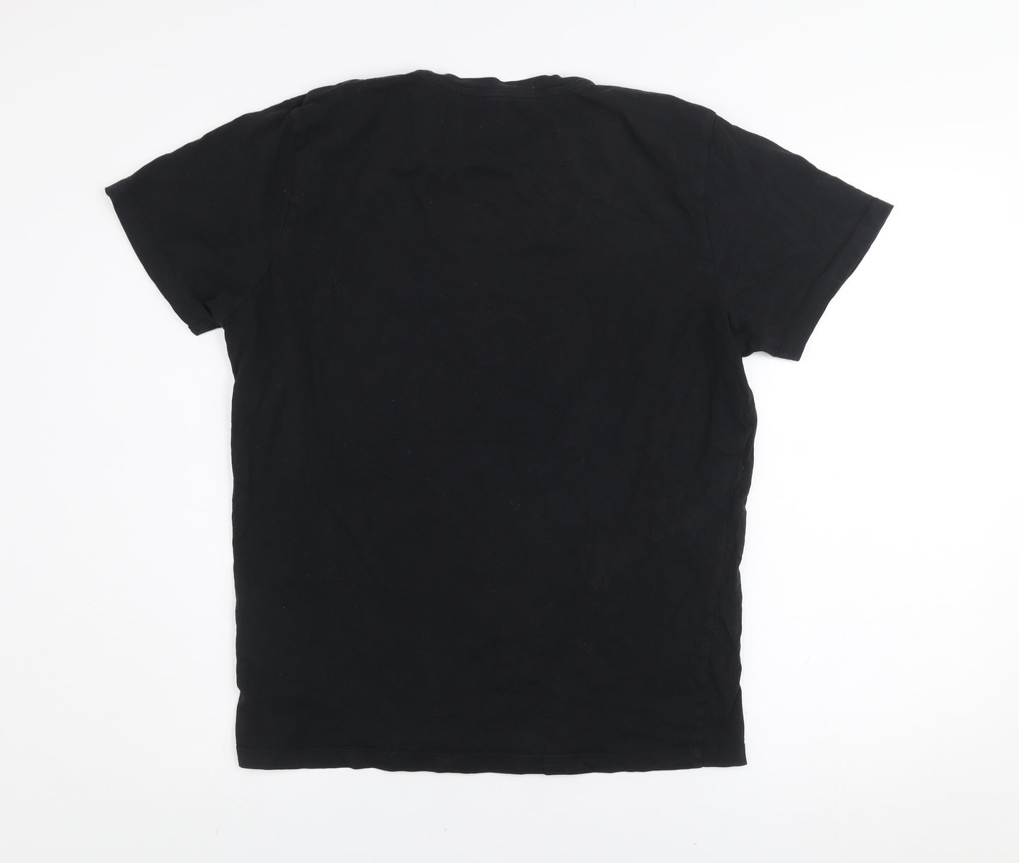 Jack & Jones Mens Black Regular Fit Cotton Crew Neck T-Shirt M
