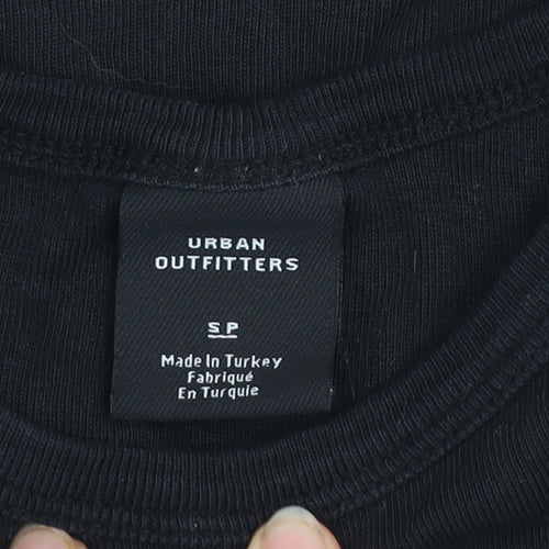 Urban Outfitters Womens Black S Embroidered Funny Cotton T-Shirt