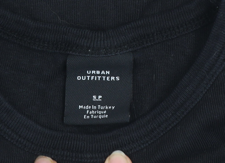 Urban Outfitters Womens Black S Embroidered Funny Cotton T-Shirt