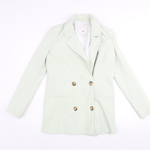 River Island Women’s Green Blazer Size 6 Double Breasted Jacket