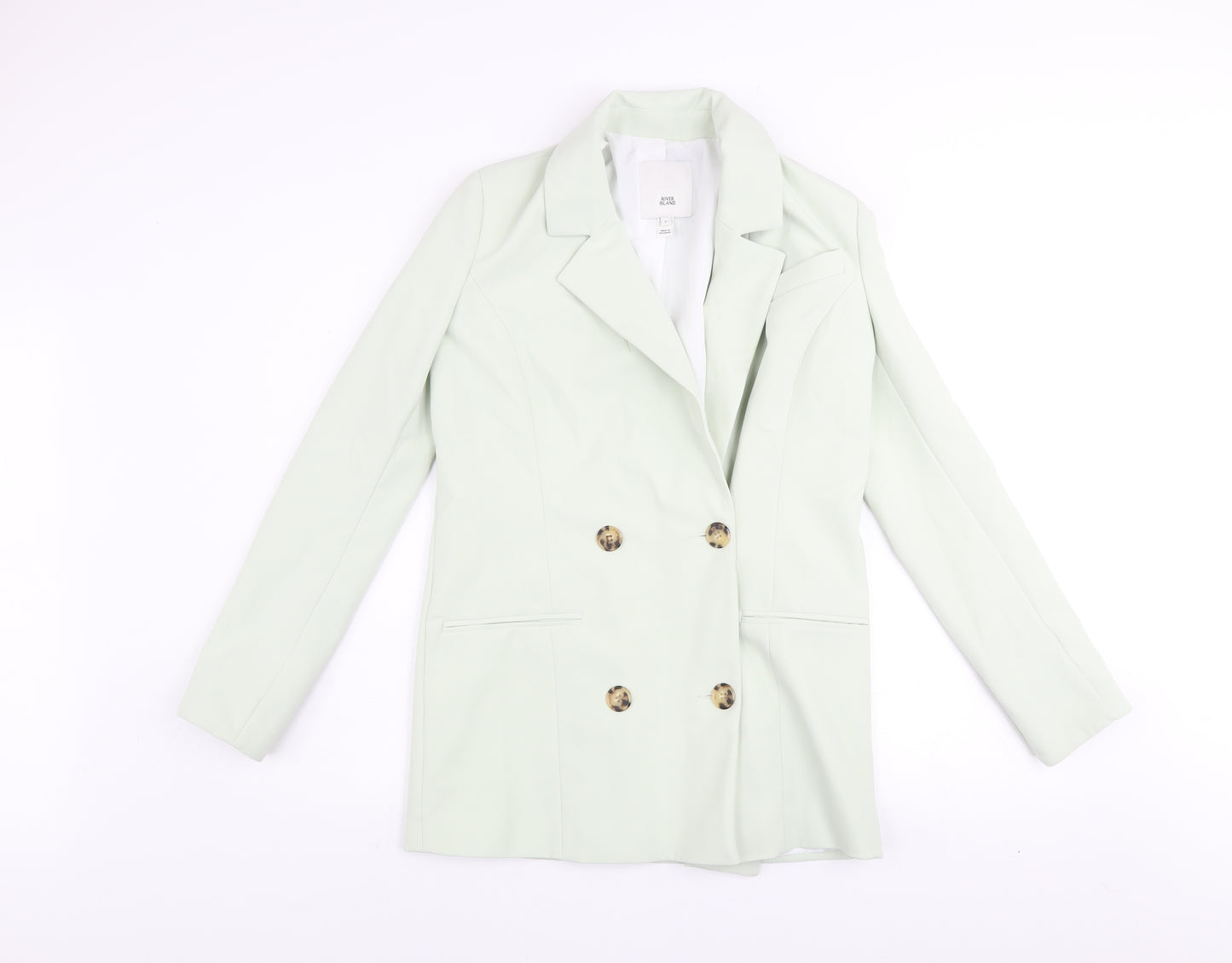 River Island Women’s Green Blazer Size 6 Double Breasted Jacket