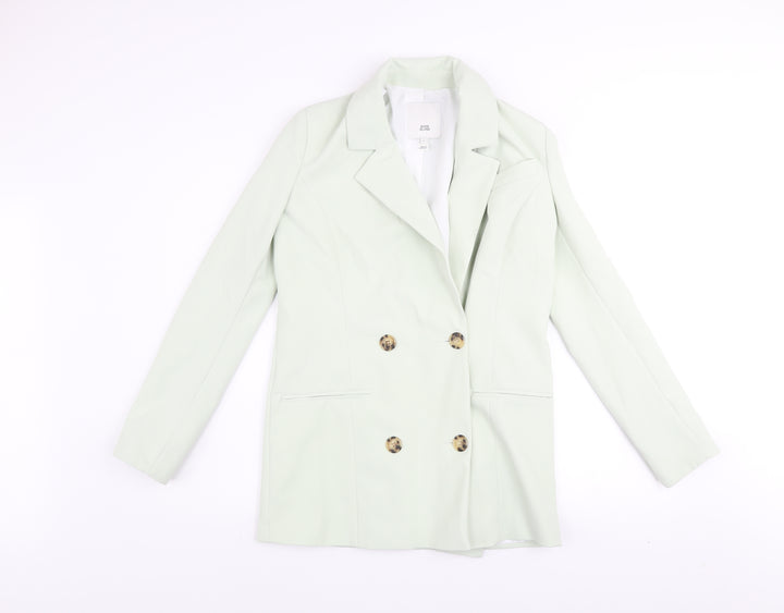 River Island Women’s Green Blazer Size 6 Double Breasted Jacket