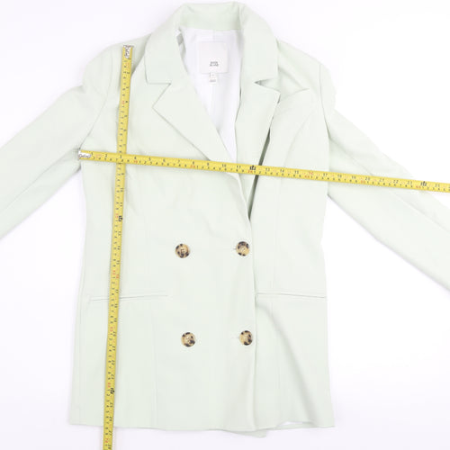 River Island Women’s Green Blazer Size 6 Double Breasted Jacket