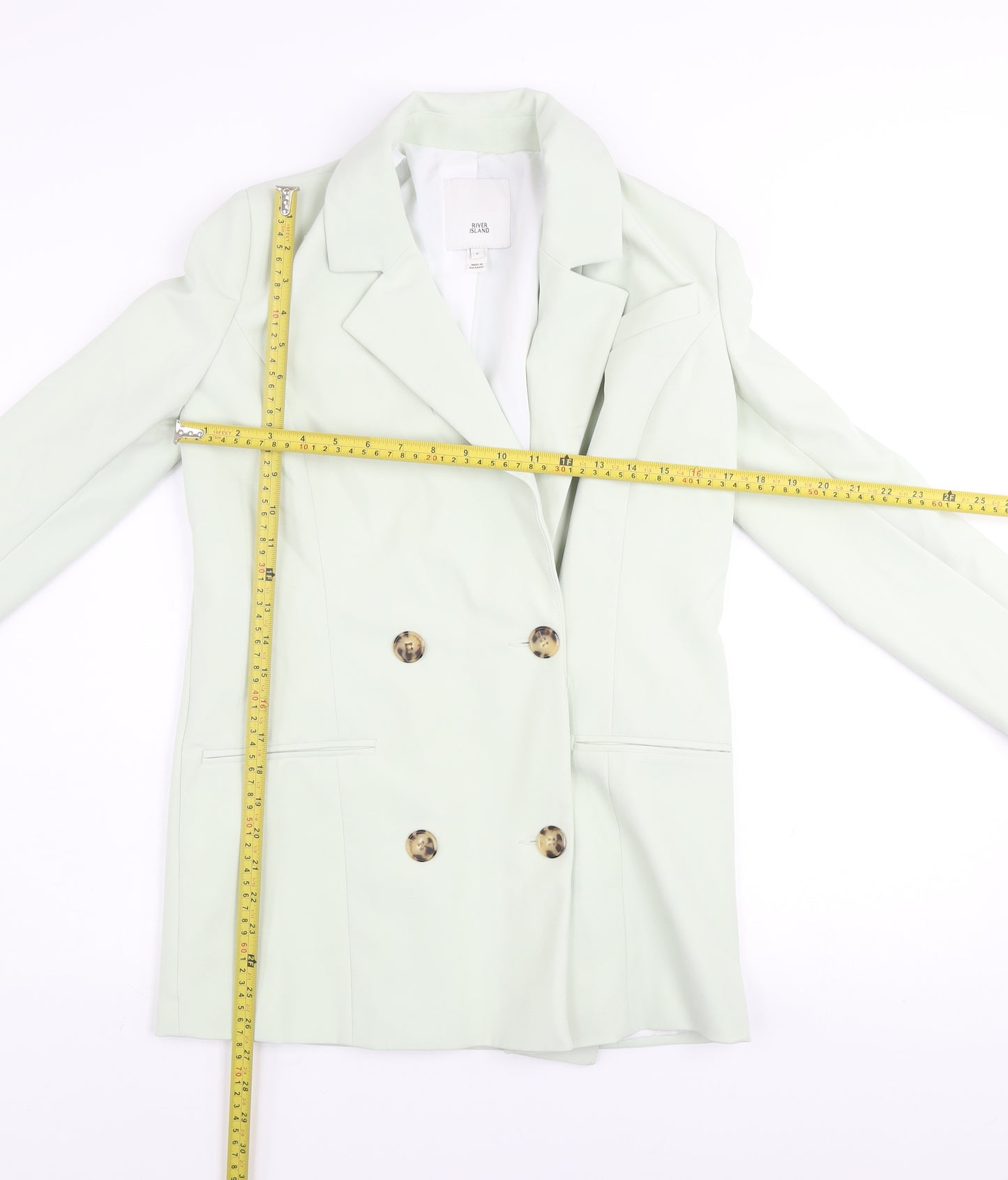 River Island Women’s Green Blazer Size 6 Double Breasted Jacket