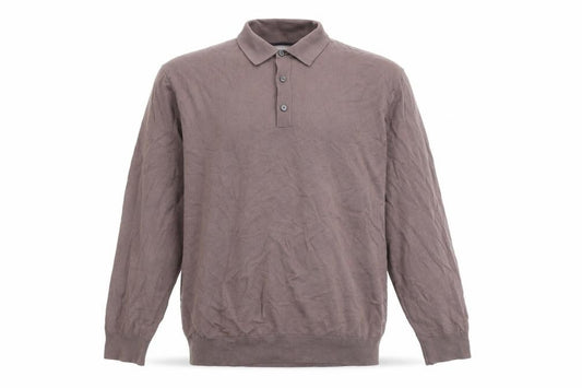 Front view of Next Men's Brown XL Long Sleeve Collared Knit Button-Up Top
