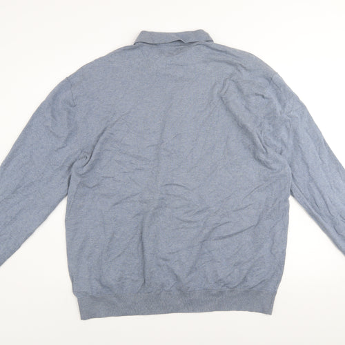 Next Men's Blue Collared Henley Cotton Blend Jumper XL