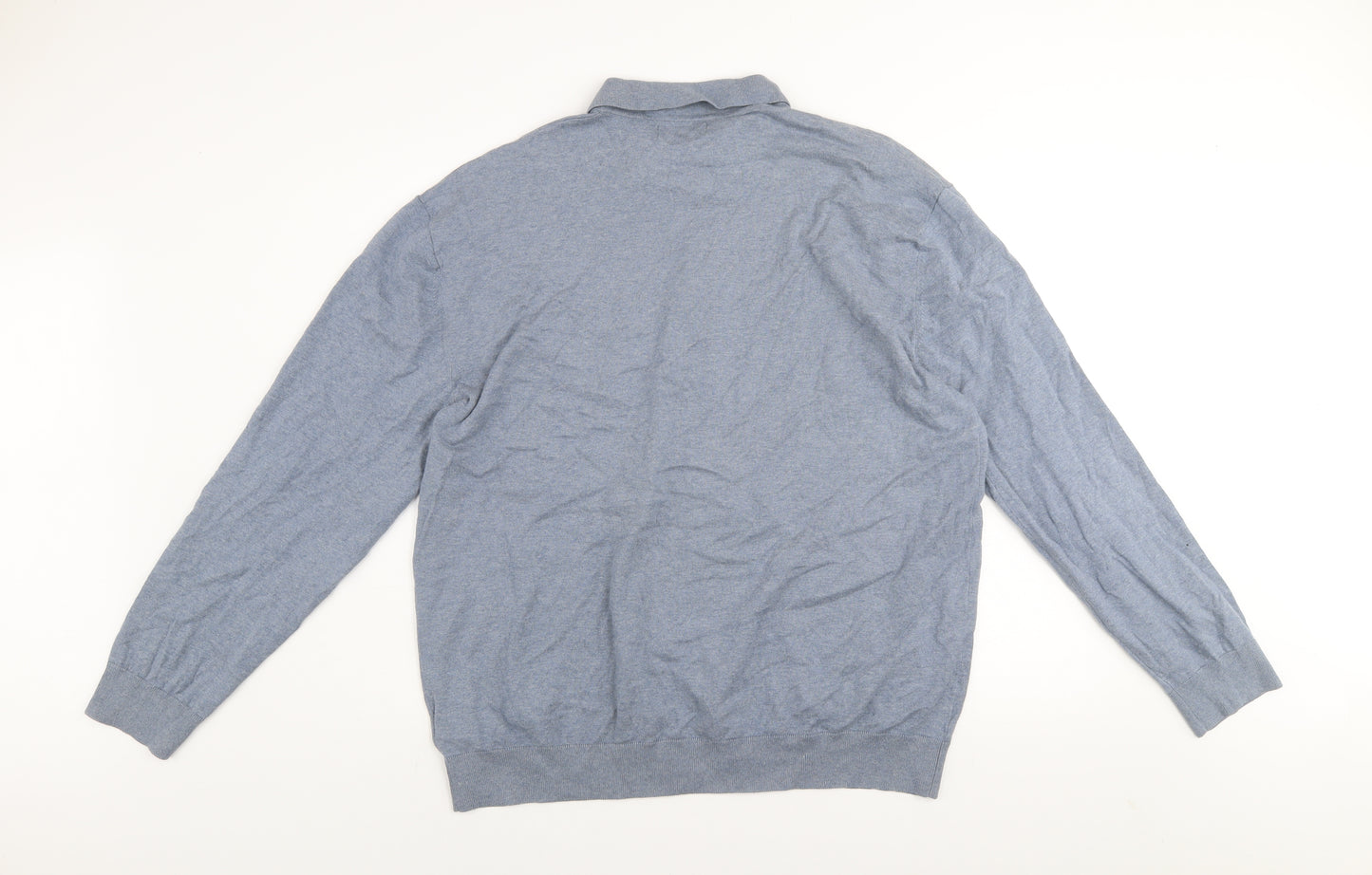 Next Men's Blue Collared Henley Cotton Blend Jumper XL