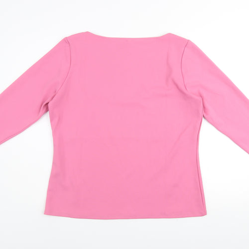H&M Women's Pink XL Long Sleeve Square Neck Stretch Top