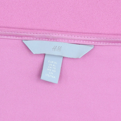 H&M Women's Pink XL Long Sleeve Square Neck Stretch Top