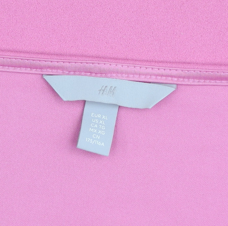 H&M Women's Pink XL Long Sleeve Square Neck Stretch Top