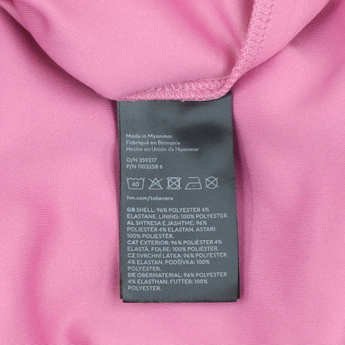 H&M Women's Pink XL Long Sleeve Square Neck Stretch Top