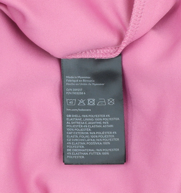 H&M Women's Pink XL Long Sleeve Square Neck Stretch Top
