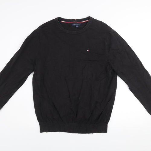 Tommy Hilfiger Men’s Black XL Cotton Crew Neck Pullover Jumper