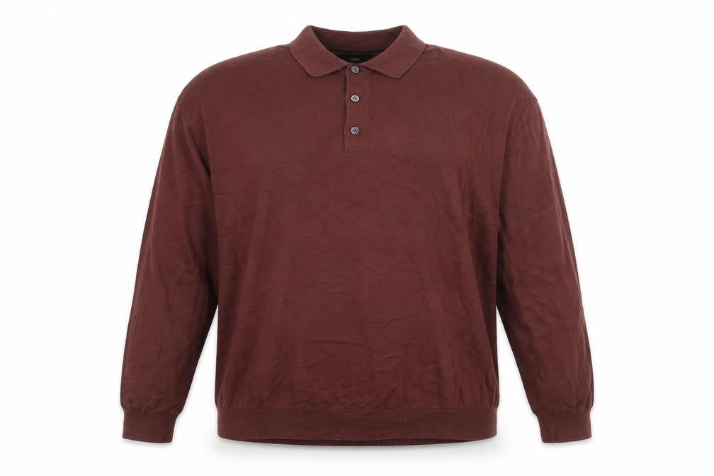 Front view of Next Men’s Brown Collared Henley Cotton Jumper XL Regular Fit