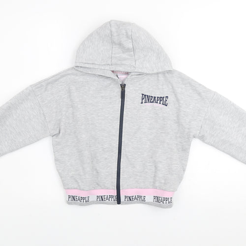 Pineapple Girls Grey Hooded Cropped Full Zip Activewear Jacket 10-11 Years