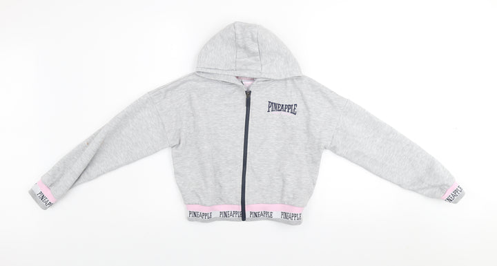 Pineapple Girls Grey Hooded Cropped Full Zip Activewear Jacket 10-11 Years