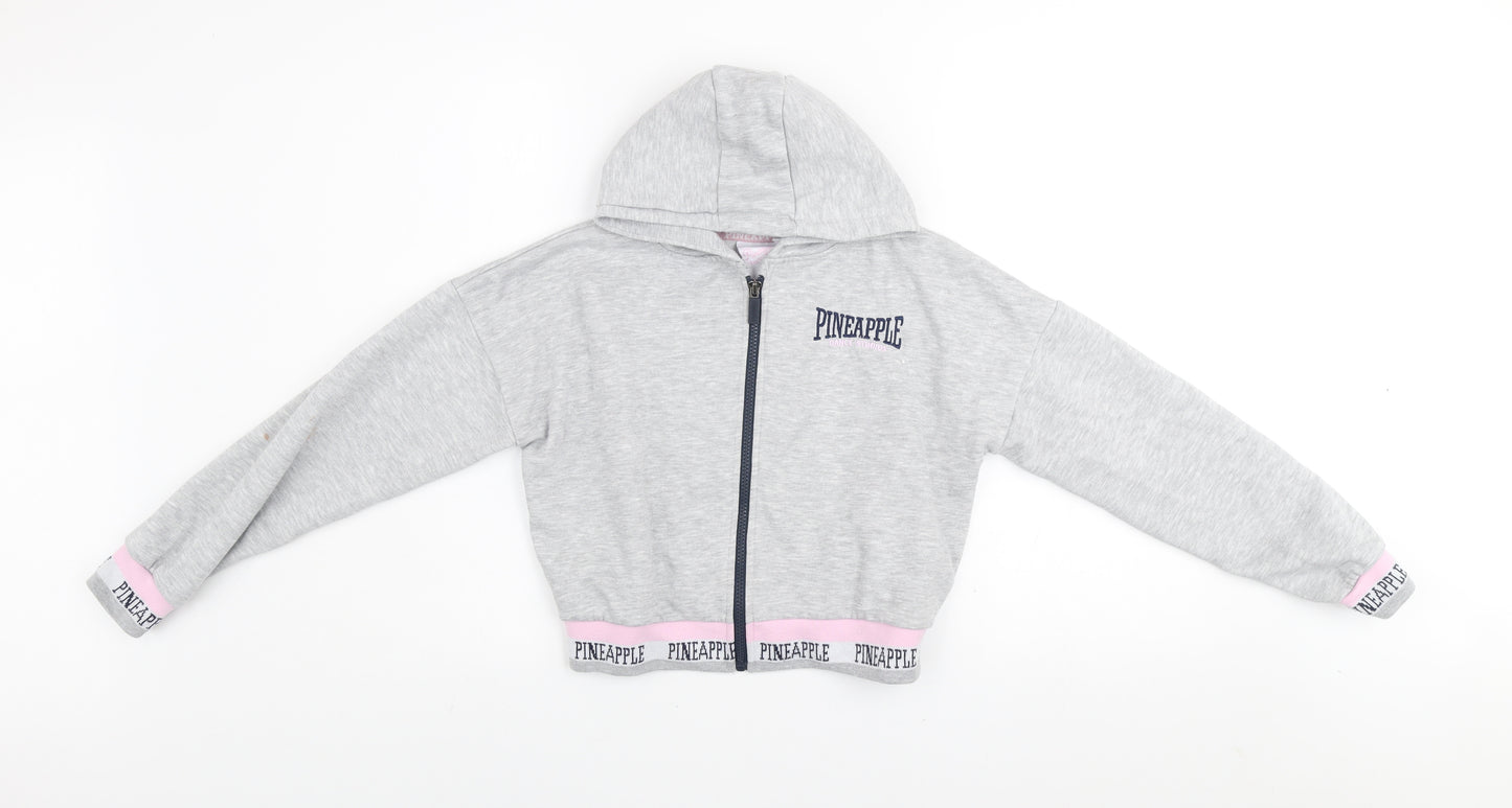 Pineapple Girls Grey Hooded Cropped Full Zip Activewear Jacket 10-11 Years