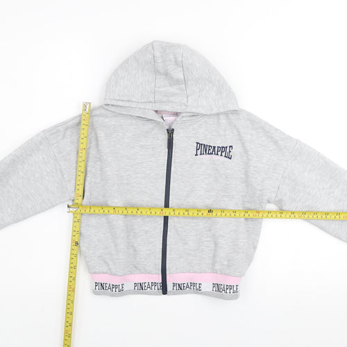 Pineapple Girls Grey Hooded Cropped Full Zip Activewear Jacket 10-11 Years