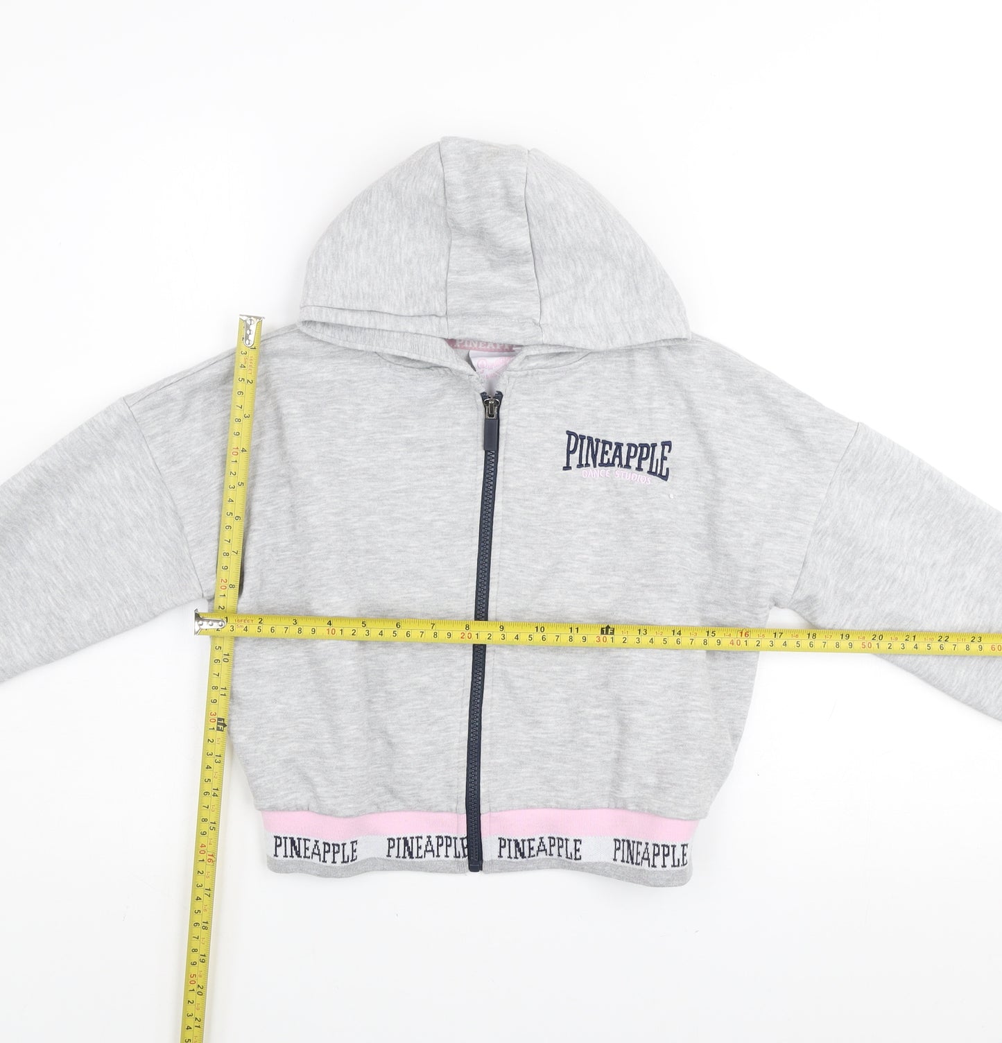 Pineapple Girls Grey Hooded Cropped Full Zip Activewear Jacket 10-11 Years