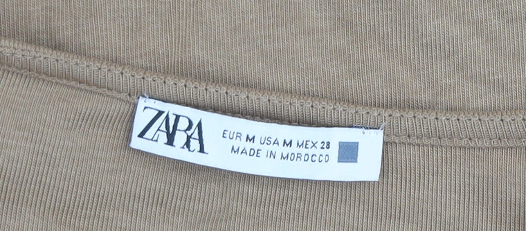 ZARA Women Brown Long Bodycon Cowl Neck Jersey Dress Size M