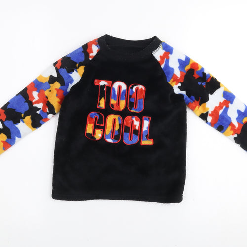 Dunnes Stores Boys Black Multicoloured Fleece Sweatshirt 4-5 Years 'Too Cool'