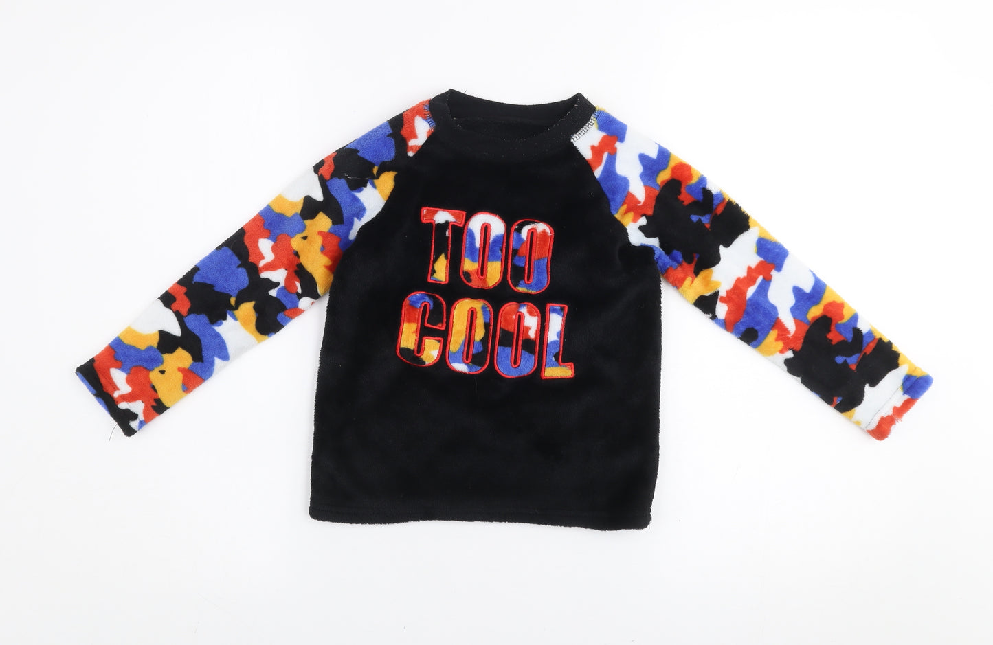 Dunnes Stores Boys Black Multicoloured Fleece Sweatshirt 4-5 Years 'Too Cool'
