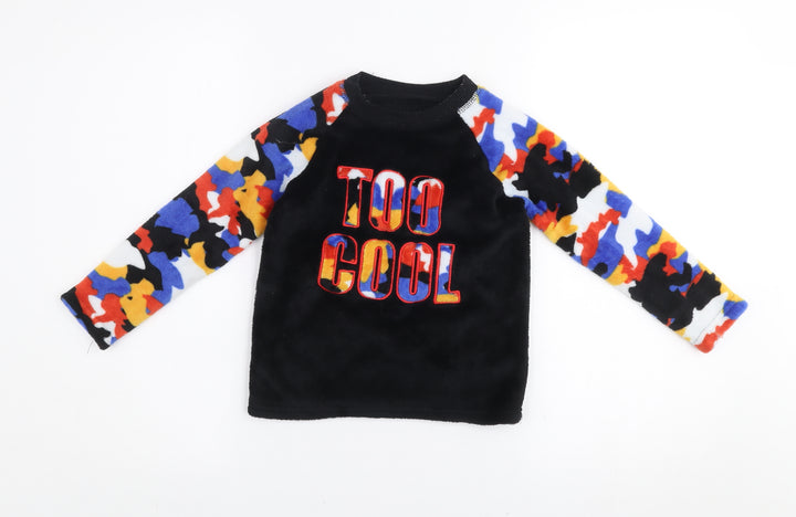 Dunnes Stores Boys Black Multicoloured Fleece Sweatshirt 4-5 Years 'Too Cool'