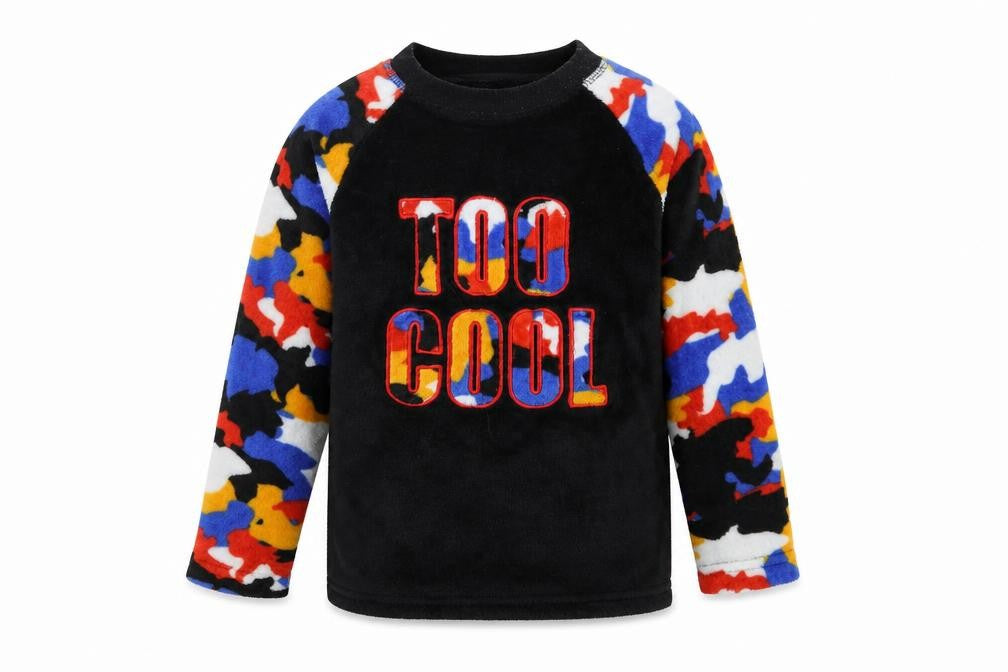 Dunnes Stores Boys Black Multicoloured Fleece Sweatshirt 4-5 Years 'Too Cool'