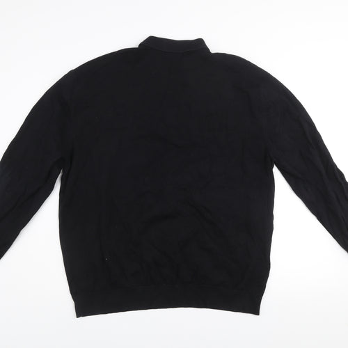 NEXT Men's Black Cotton Knit Collared Henley Jumper XL