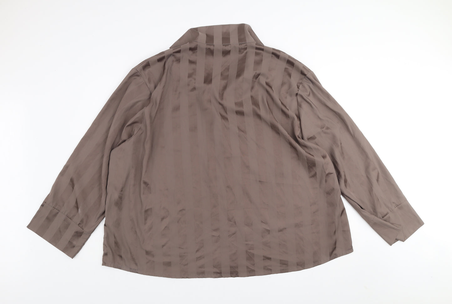 Dunnes Stores Women Chocolate Brown XXL Pyjama Top Long Sleeve Satin Look