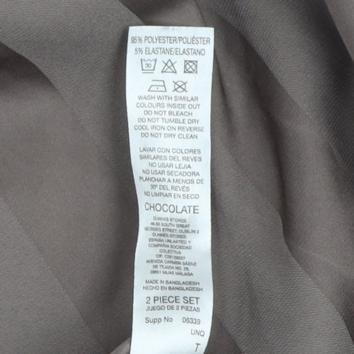 Dunnes Stores Women Chocolate Brown XXL Pyjama Top Long Sleeve Satin Look