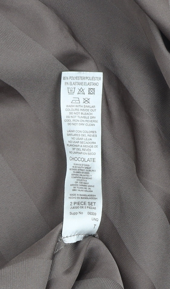 Dunnes Stores Women Chocolate Brown XXL Pyjama Top Long Sleeve Satin Look