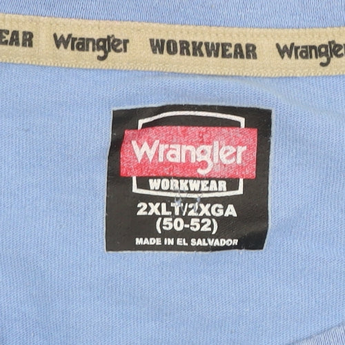 Wrangler Men's Blue 2XLT Workwear Cotton Crew Neck T-Shirt