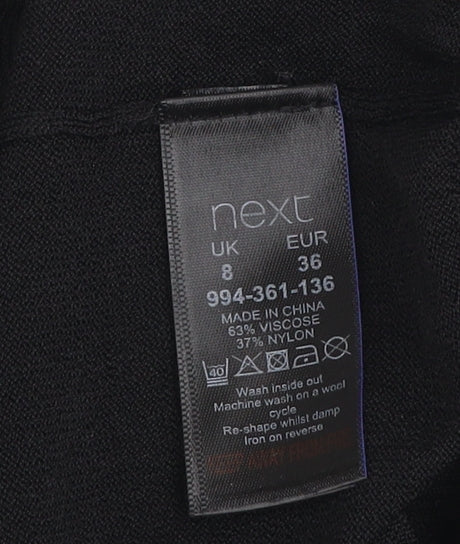 Next Women's Black Ruffle Puff Sleeve Knit Blouse Size 8