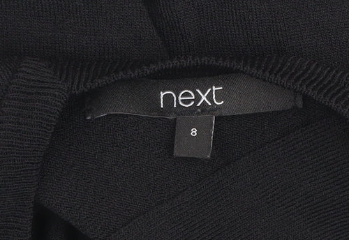 Next Women's Black Ruffle Puff Sleeve Knit Blouse Size 8