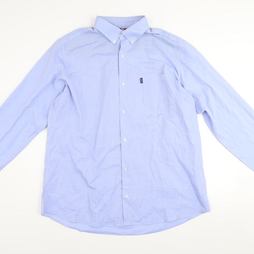 Next Men's Blue Slim Fit 2XL Button-Down Long Sleeve Formal Shirt