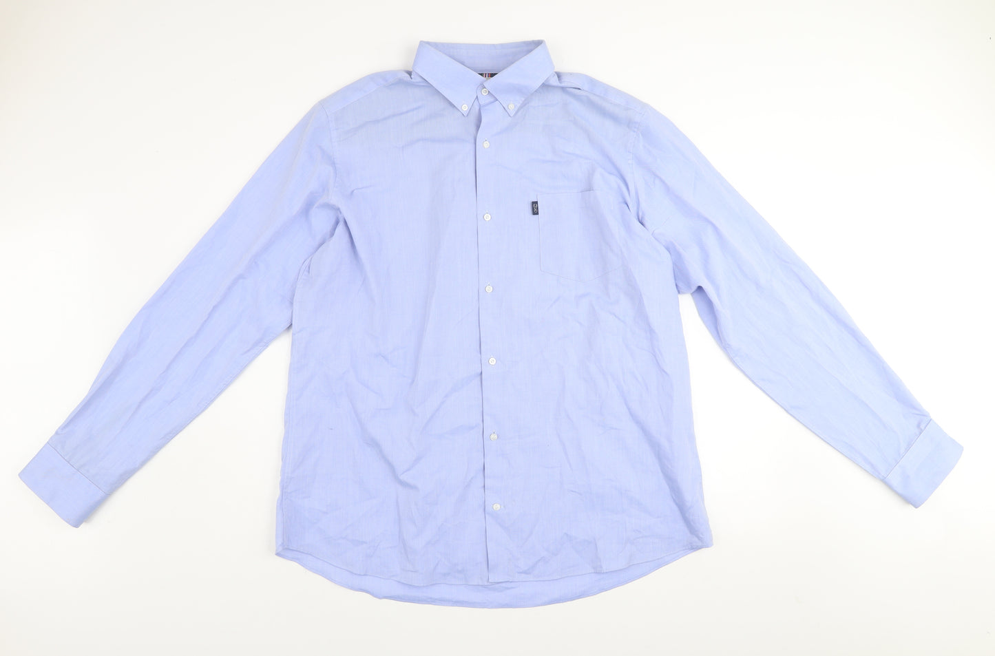 Next Men's Blue Slim Fit 2XL Button-Down Long Sleeve Formal Shirt