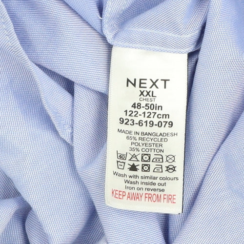 Next Men's Blue Slim Fit 2XL Button-Down Long Sleeve Formal Shirt