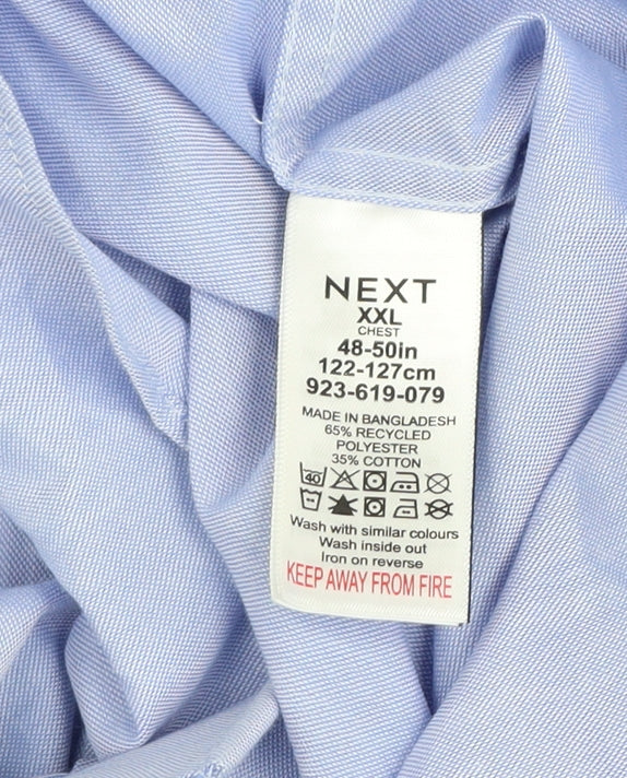Next Men's Blue Slim Fit 2XL Button-Down Long Sleeve Formal Shirt
