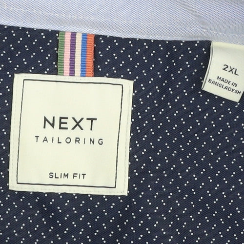 Next Men's Blue Slim Fit 2XL Button-Down Long Sleeve Formal Shirt