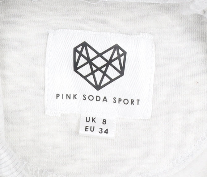Pink Soda Sport Women's Grey Hoodie UK 8 Raglan Sleeve Athletic Fit