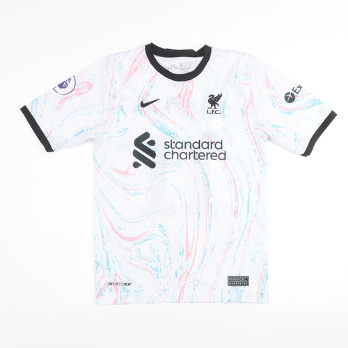 Nike Boys White Liverpool FC Football Jersey T-Shirt Size 176 Dri-FIT