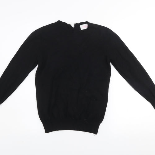 Savida Womens Black Size 10 Crew Neck Button Detail Jumper