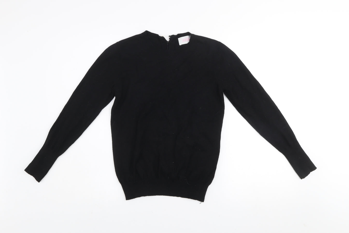 Savida Womens Black Size 10 Crew Neck Button Detail Jumper